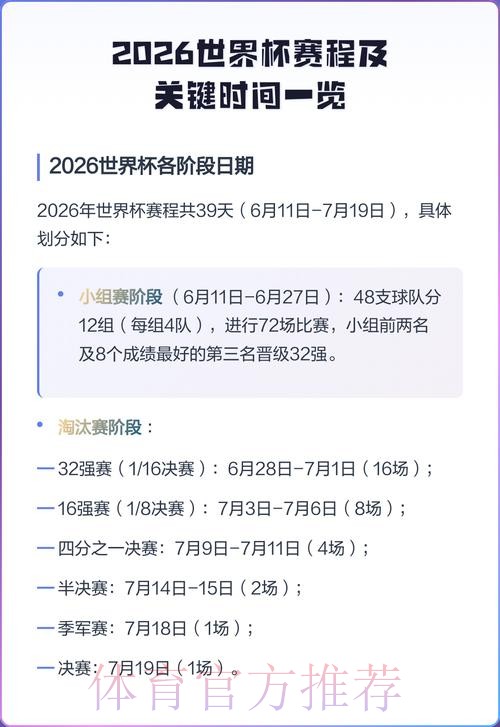2026世界杯比赛时间完整版赛事详情免费观看