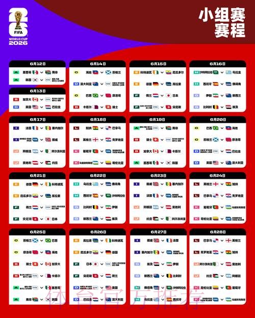 2026世界杯小组赛赛程高清版最新时间表免费观看